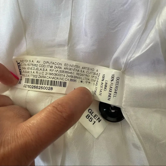 ZARA White 100%  Linen Belted Summer Jacket Small - Picture 2 of 15